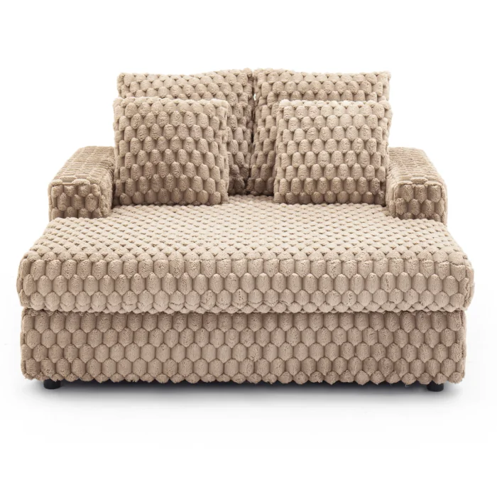 Fotel Wypoczynkowy Sofa KOBEL Brązowy Pluszowy Nowoczesny
