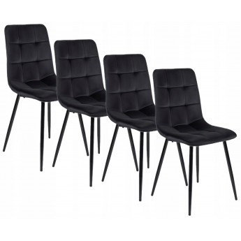 4 Krzesła Tapicerowane PERU Czarne