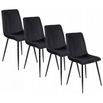 4 Krzesła Tapicerowane IBIS Czarne