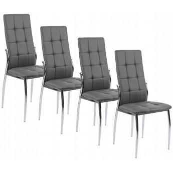 4 Krzesła Z Ekoskóry K209 Szare