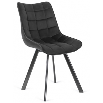 Krzesło Tapicerowane do Salonu K332 Welurowe Czarne Nowoczesne Loft