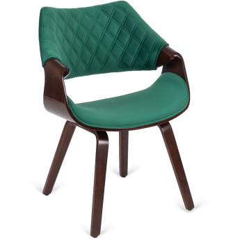 Krzesło Tapicerowane z Drewna Giętego do Salonu LUISE Zielone Welurowe Nowoczesne Loft