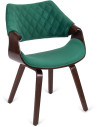 Krzesło Tapicerowane z Drewna Giętego do Salonu LUISE Zielone Welurowe Nowoczesne Loft