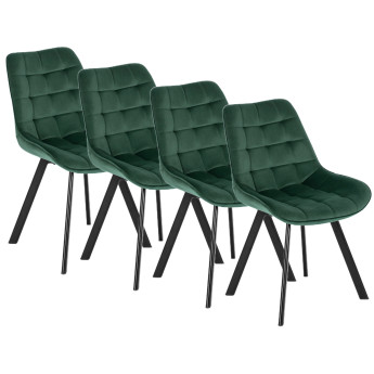 Zestaw 4x Krzesło Tapicerowane do Salonu RICK Zielone Welurowe Nowoczesne Loft