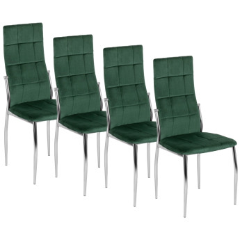 Zestaw 4x Krzesło Tapicerowane do Jadalni MOLLY Zielone Welurowe Nowoczesne
