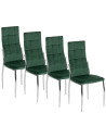 Zestaw 4x Krzesło Tapicerowane do Jadalni MOLLY Zielone Welurowe Nowoczesne