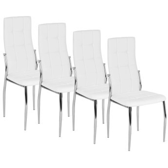 Zestaw 4x Krzesło Tapicerowane do Jadalni MOLLY Białe Ekoskóra Nowoczesne