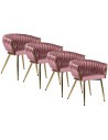 Zestaw 4x Krzesło Tapicerowane Plecione do Salonu CAPRI Różowe Welurowe Nowoczesne Glamour