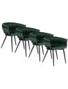 Zestaw 4x Krzesło Tapicerowane Plecione do Salonu EMPOLI Zielone Welurowe Nowoczesne Glamour