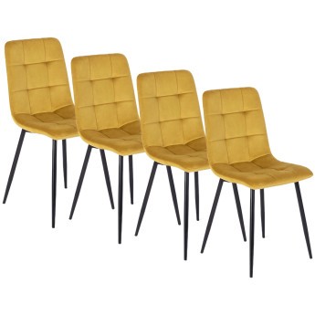 4 Krzesła Tapicerowane PERU Musztardowe