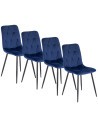 Zestaw 4x Krzesło Tapicerowane do Salonu ROBIN Granatowe Welurowe Nowoczesne Loft