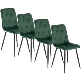 Zestaw 4x Krzesło Tapicerowane do Salonu ROBIN Zielone Welurowe Nowoczesne Loft