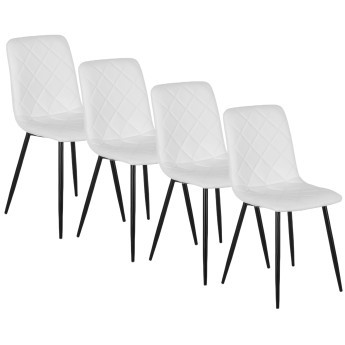 Zestaw 4x Krzesło Tapicerowane do Salonu BILI Białe Ekoskóra Nowoczesne Loft