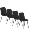 Zestaw 4x Krzesło Tapicerowane do Salonu BILI Czarne Ekoskóra Nowoczesne Loft