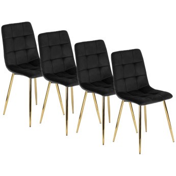 Zestaw 4x Krzesło Tapicerowane do Salonu YORK Czarne Welurowe Nowoczesne Loft