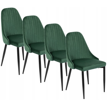 Zestaw 4x Krzesło Tapicerowane do Jadalni BARI Zielone Welurowe Nowoczesne Loft