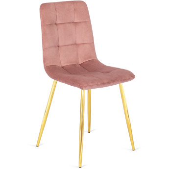 Krzesło Tapicerowane do Salonu YORK Różowe Welurowe Nowoczesne Loft