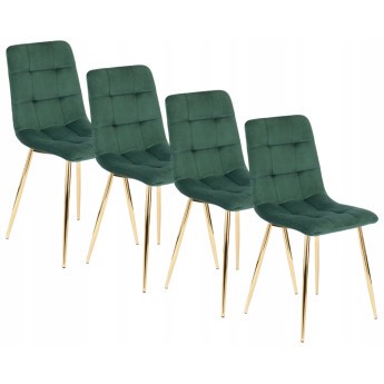 Zestaw 4x Krzesło Tapicerowane do Salonu YORK Zielone Welurowe Nowoczesne Loft