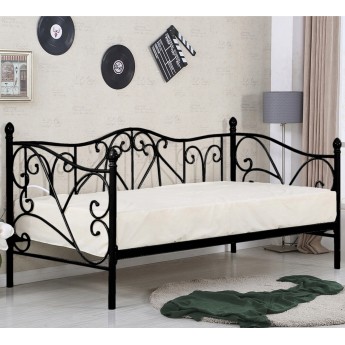 Łóżko Metalowe ze Stelażem 90x200 cm Jednoosobowe MIKE Czarne