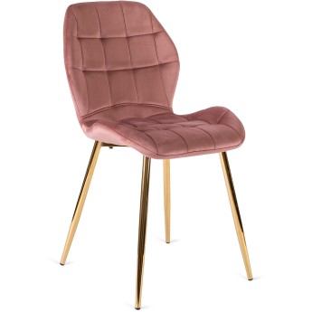 Krzesło Tapicerowane do Jadalni LUCKY Różowe Welurowe Nowoczesne Glamour