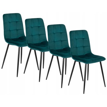 Zestaw 4x Krzesło Tapicerowane do Jadalni PERU Turkusowe Welurowe Nowoczesne Loft