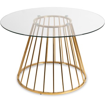 Stół Okrągły Szklany OLIVIER 120 cm ze Złotymi Nogami Nowoczesny Glamour