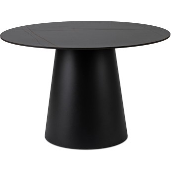 Stół Okrągły NICOLA 120 cm Ceramiczny Czarny do Salonu Nowoczesny Loft