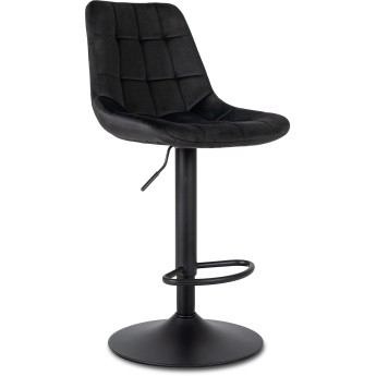 Krzesło Barowe Tapicerowane Hoker ARCOS 2 Czarne Welurowe Nowoczesne Glamour