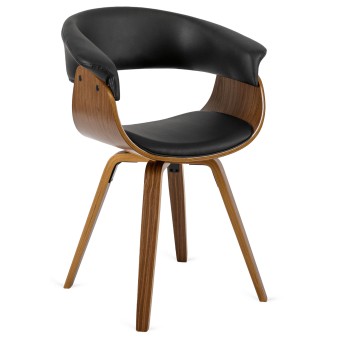 Krzesło z Drewna Giętego Do Jadalni OHIO Czarne Ekoskóra