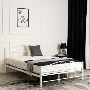 Łóżko Metalowe 120x200 cm ze Stelażem Jednoosobowe GRIFFIN Metalowe Białe