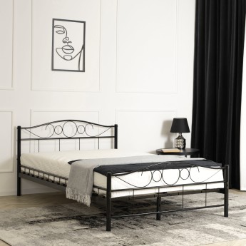 Łóżko Metalowe 120x200 cm ze Stelażem Jednoosobowe GRIFFIN Metalowe Czarne