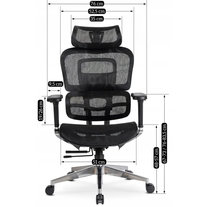 Fotel Biurowy Ergonomiczny Obrotowy NINO Czarny Nowoczesny