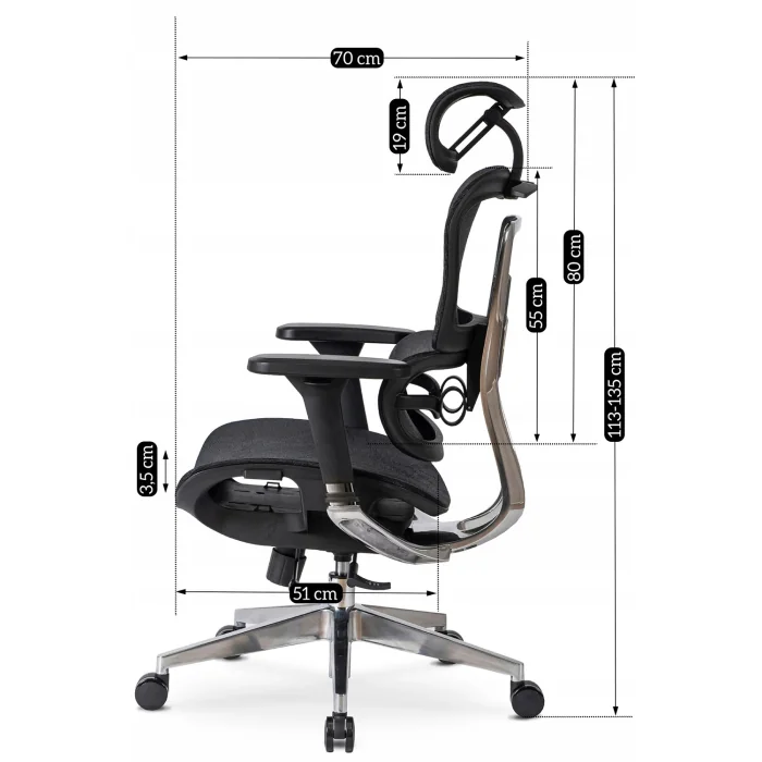 Fotel Biurowy Ergonomiczny Obrotowy NINO Czarny Nowoczesny