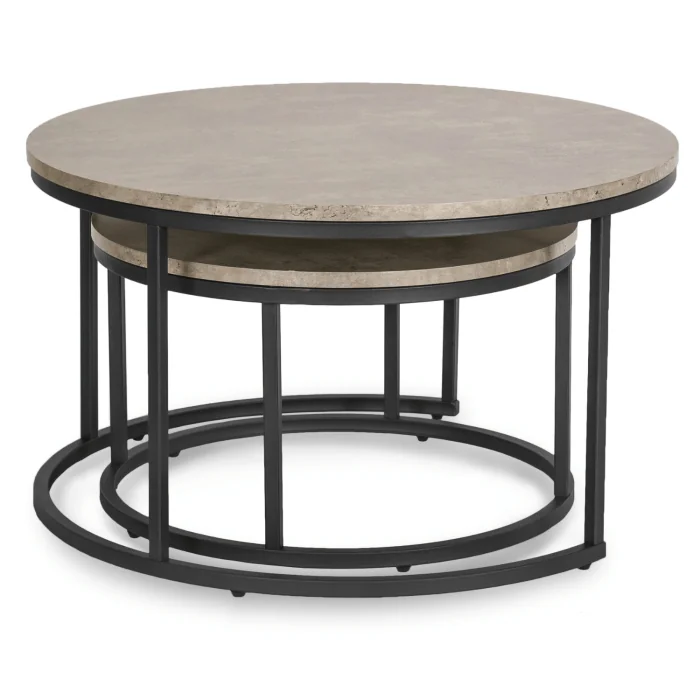 Zestaw Stolików Kawowych ROCKY MAX 60 cm/80 cm Szary Beton Nowoczesny Loft