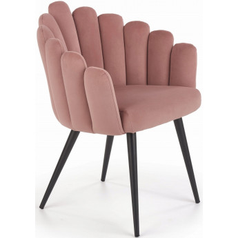Krzesło Tapicerowane do Jadalni K410 Różowe Welurowe Nowoczesne Loft